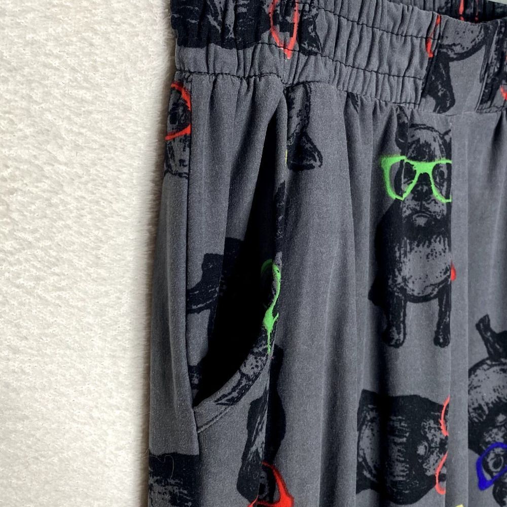 French Bulldog High Waist Graphic Soft Joggers Gray Medium Loungewear PJ Pants - Picture 3 of 10